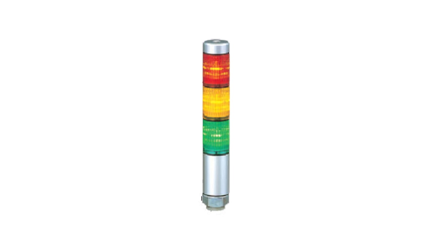 Columna de señalización Patlite MPS, LED, con 3 elementos  de color, 24 V ac / dc