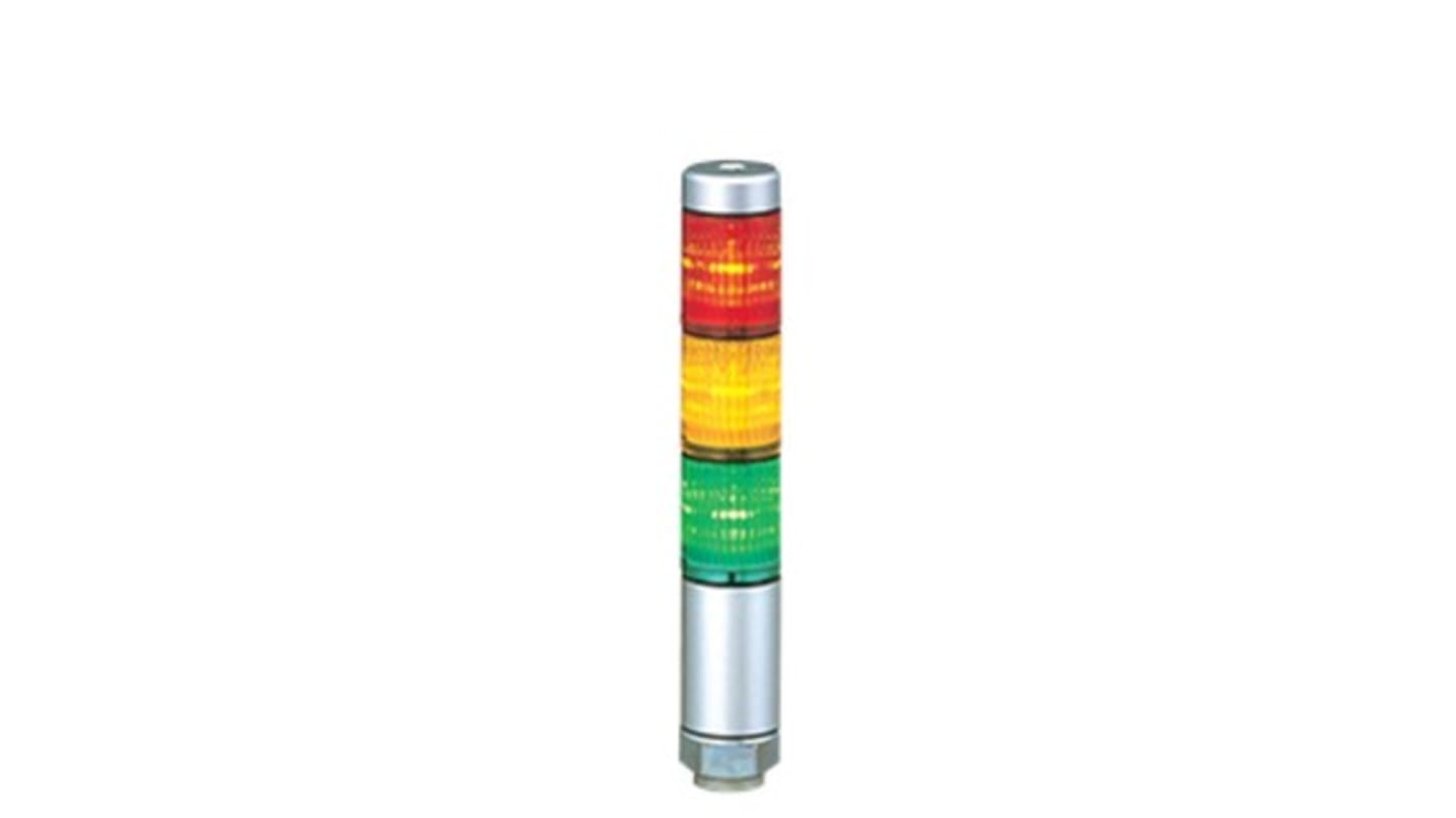 Wieża sygnalizacyjna Patlite 3 -elementowy akustyczny Bez komponentu sygnalizatora dźwiękowego LED Kolorowy 24 V AC/DC