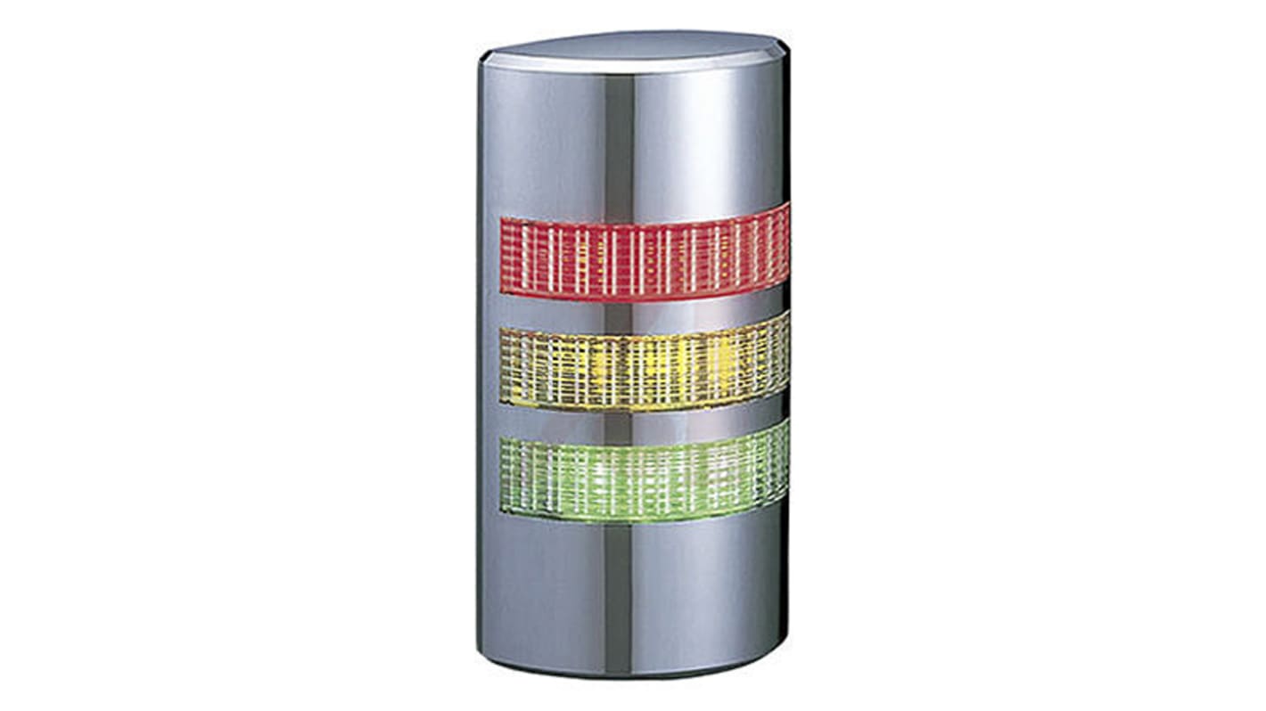 Wieża sygnalizacyjna Patlite 3 -elementowy akustyczny Bez komponentu sygnalizatora dźwiękowego LED Przezroczysty 24 V