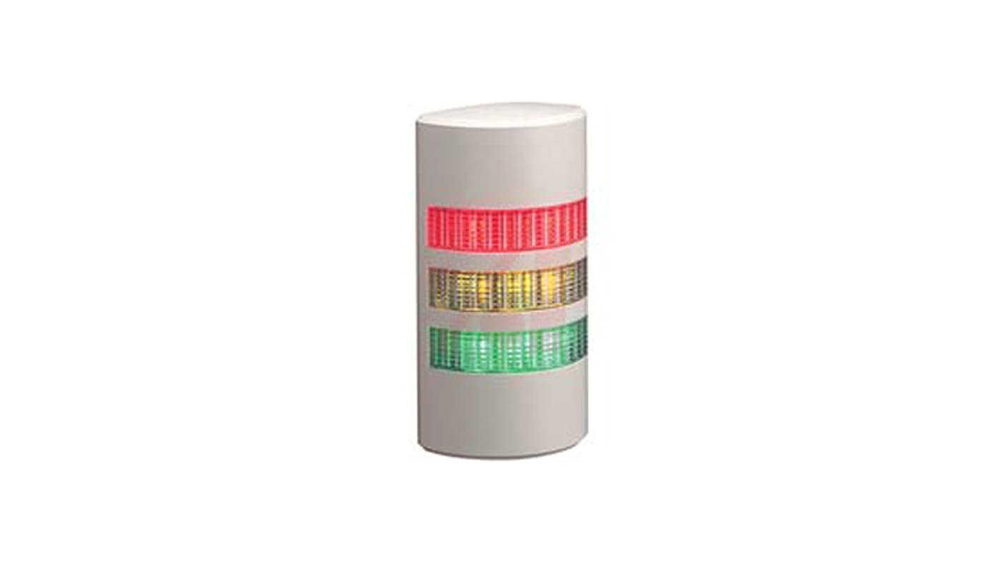 Torretta di segnalazione Patlite, 24 V ca/cc, LED, 3 elementi, lenti Trasparente, con Cicalino