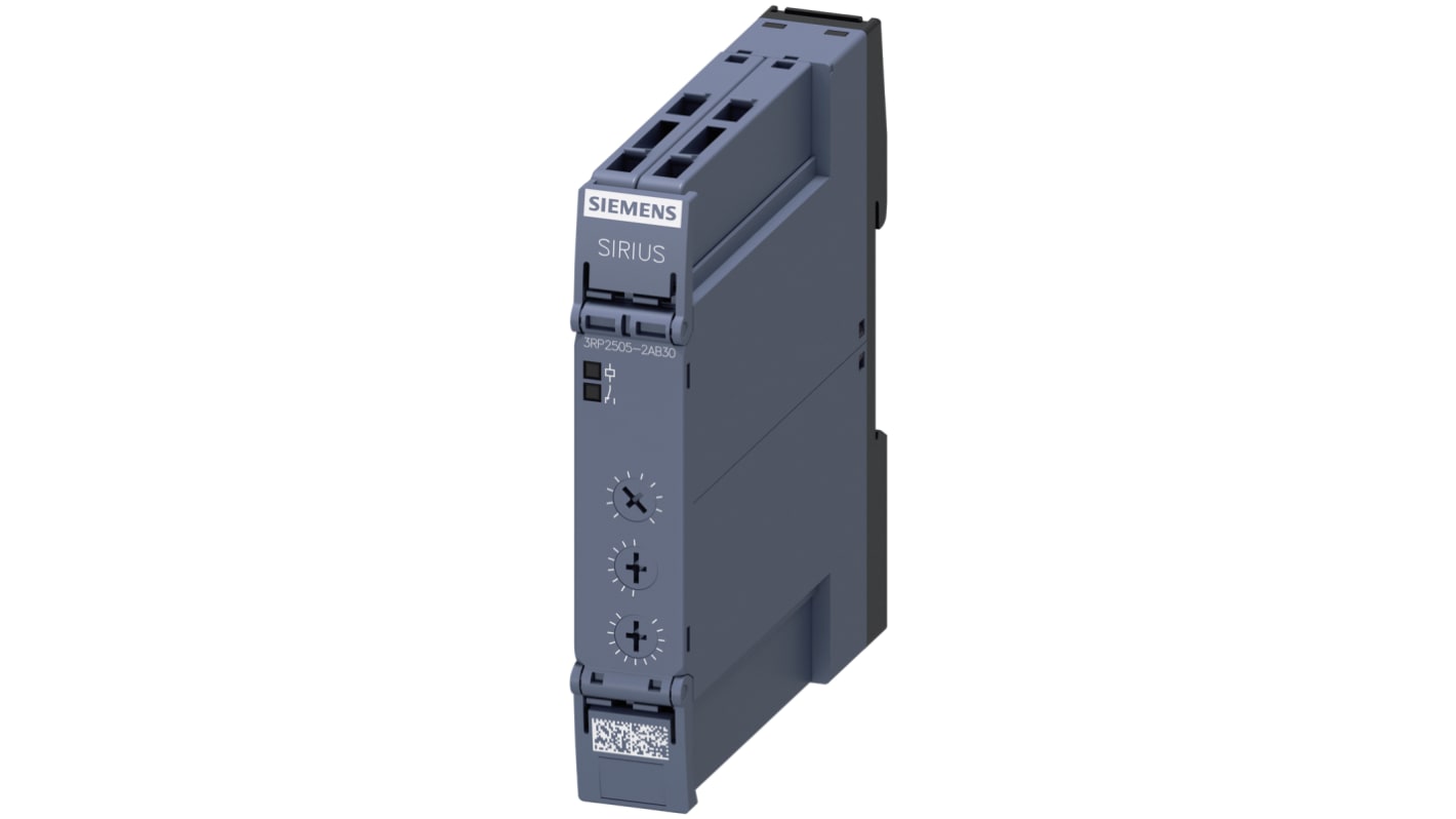 Siemens 3RP25 Series DIN Rail Mount Timer Relay, 24V ac/dc, 1-Contact, 0.05 s → 100h, SPDT