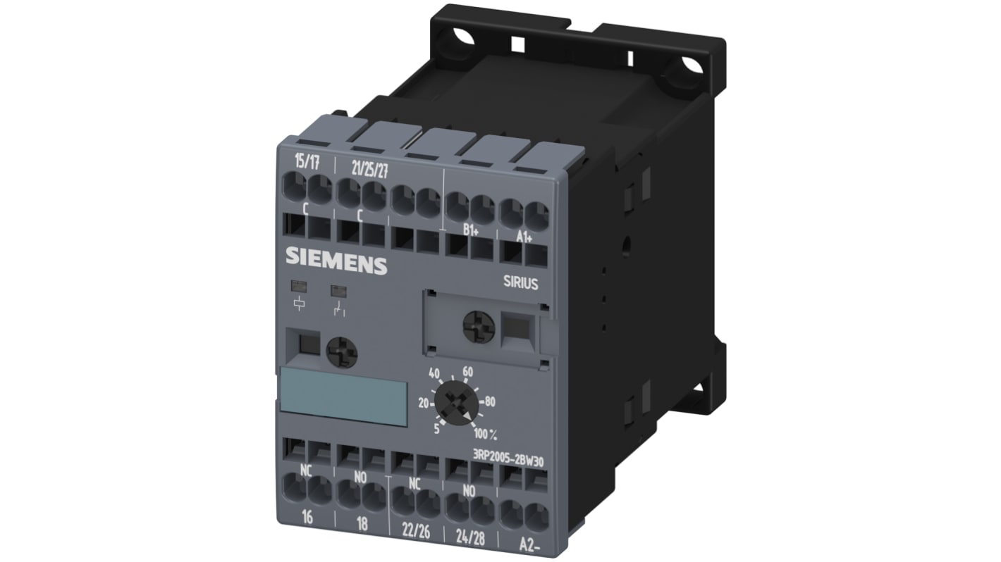 Siemens 3RP20 Series DIN Rail Mount Timer Relay, 24 → 240V ac/dc, 2-Contact, 0.05 s → 100h, DPDT