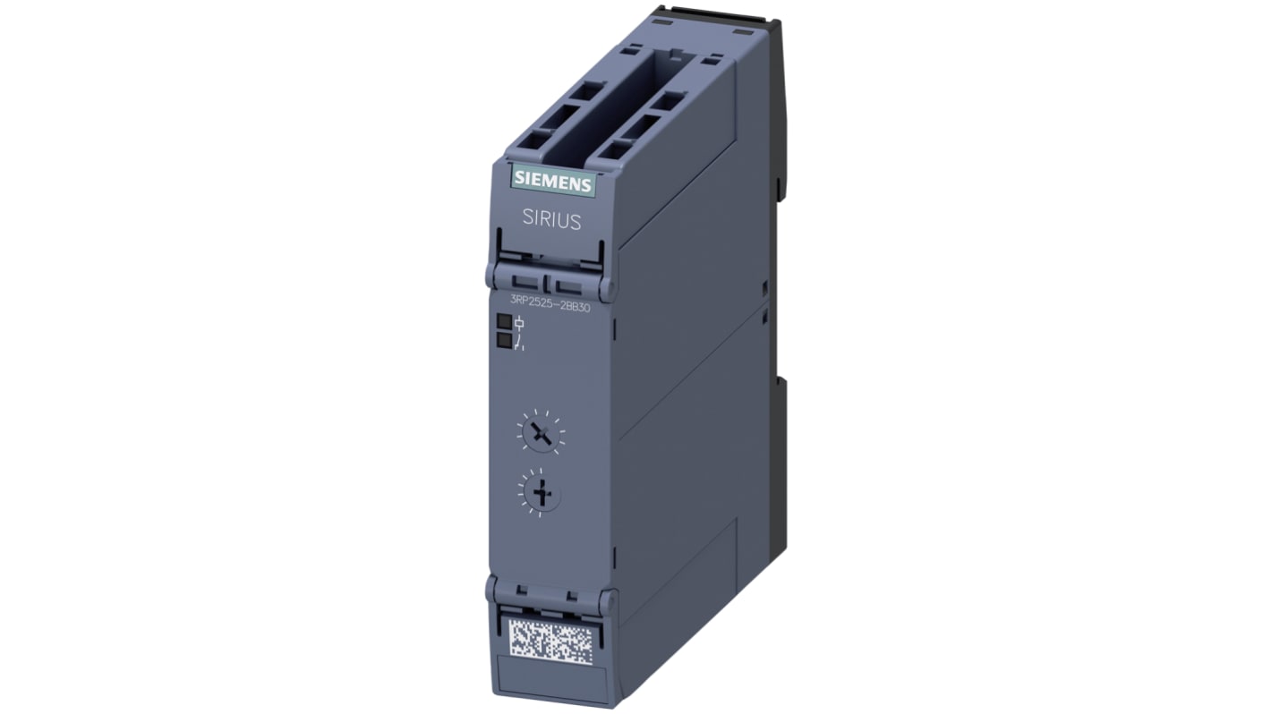 Siemens 3RP25 Series DIN Rail Mount Timer Relay, 24V ac/dc, 2-Contact, 0.05 s → 100h, 1-Function, DPDT