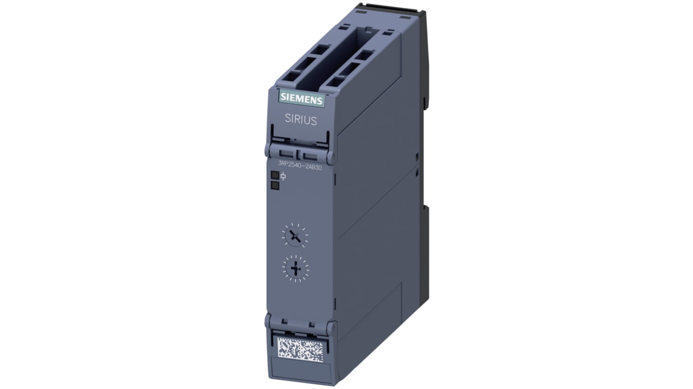 Siemens 3RP25 Series DIN Rail Mount Timer Relay, 24V ac/dc, 1-Contact, 0.05 → 600s, 1-Function, SPDT