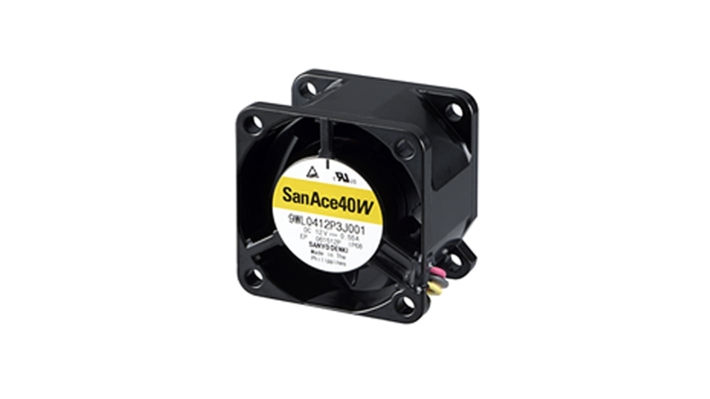 Ventilador Axial Sanyo Denki San Ace 9WL de 40 x 40 x 28mm, 12 V dc, 6.24W, 17500rpm, caudal 37.8m³/h, 51dB, salida