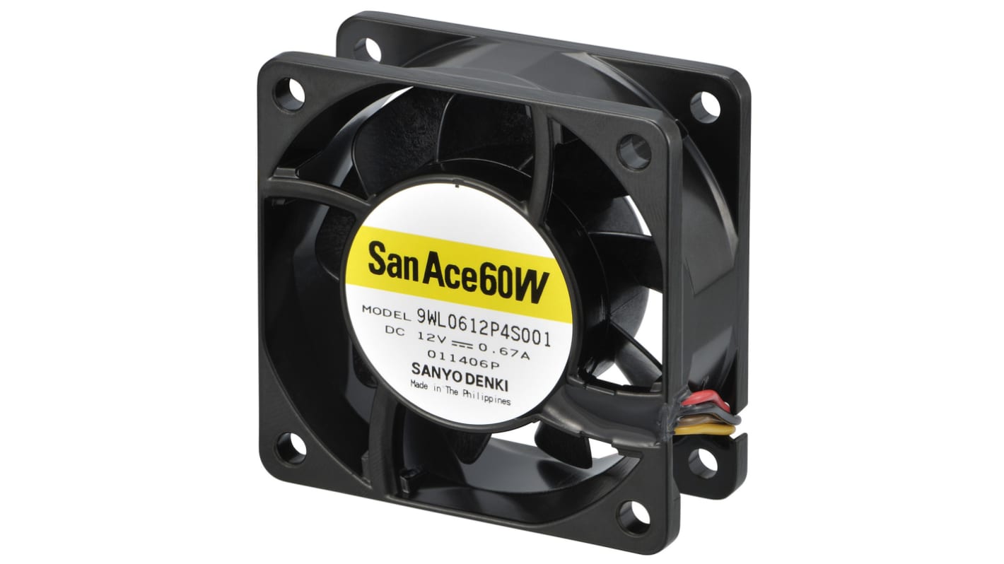 Ventilador Axial Sanyo Denki San Ace 9WL de 60 x 60 x 25mm, 24 V dc, 8.16W, 11000rpm, caudal 84m³/h, 53dB, salida PWM,