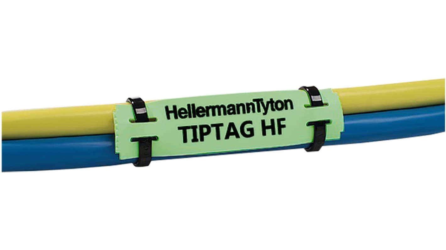 HellermannTyton TIPTAG Kabeletiketten x 65mm, 190 auf Grün Polyolefin