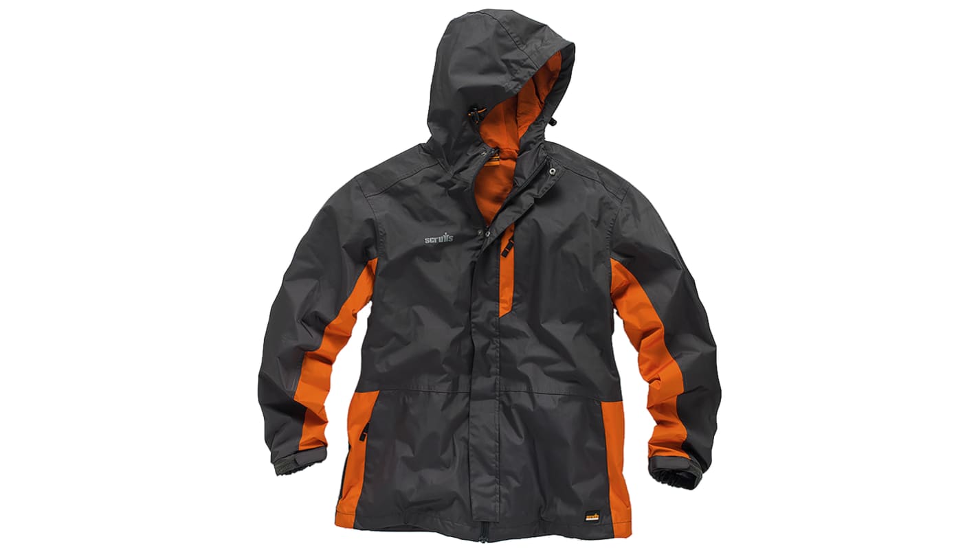 Veste de travail à capuche Homme Scruffs Worker, Gris/Orange, S, Imperméable