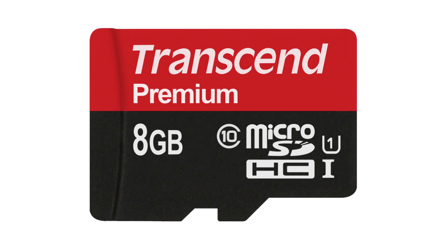 Karta Micro SD MicroSDHC, 8 GB Nie, Transcend Premium -25 → +85°C 400x