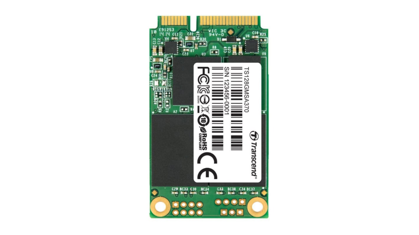 Disco duro SDD interno mSATA Transcend de 128 GB, SATA III, MLC, para aplicaciones industriales