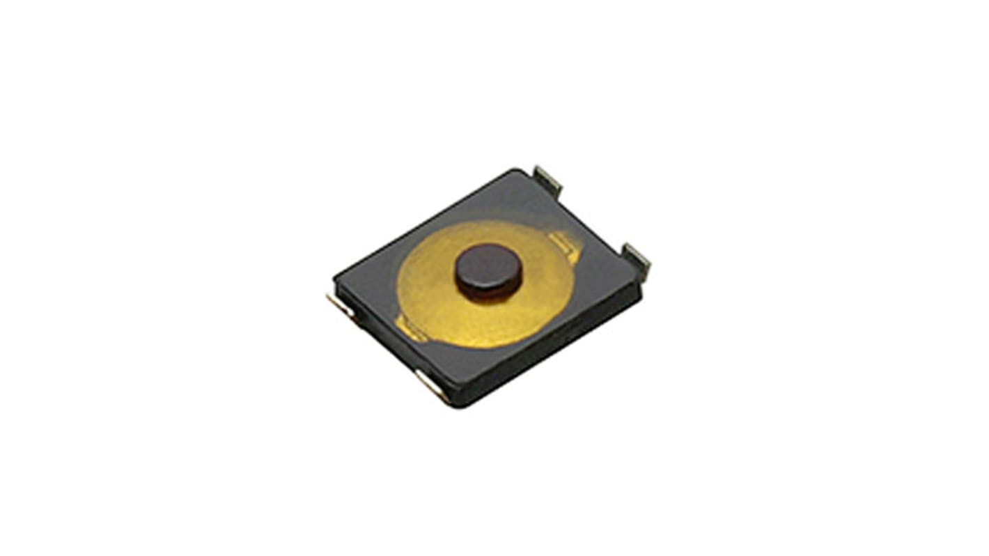 Black Push Plate Tactile Switch, SPST 20 mA @ 15 V dc 0.65 (Dia.)mm Surface Mount