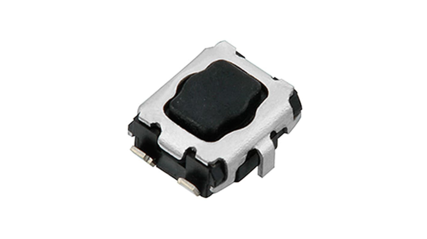 Black Push Plate Tactile Switch, SPST 20 mA @ 15 V dc 2.2mm Surface Mount