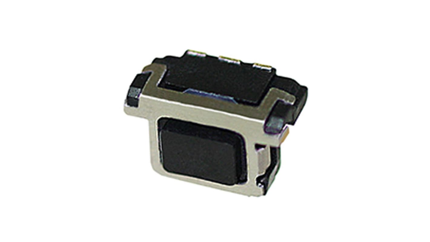 Érintőkapcsoló Fekete, Nyomólap, SPST, 20 mA 15 V DC esetén, 1.7mm 2.2mm, Szélre szerelhető