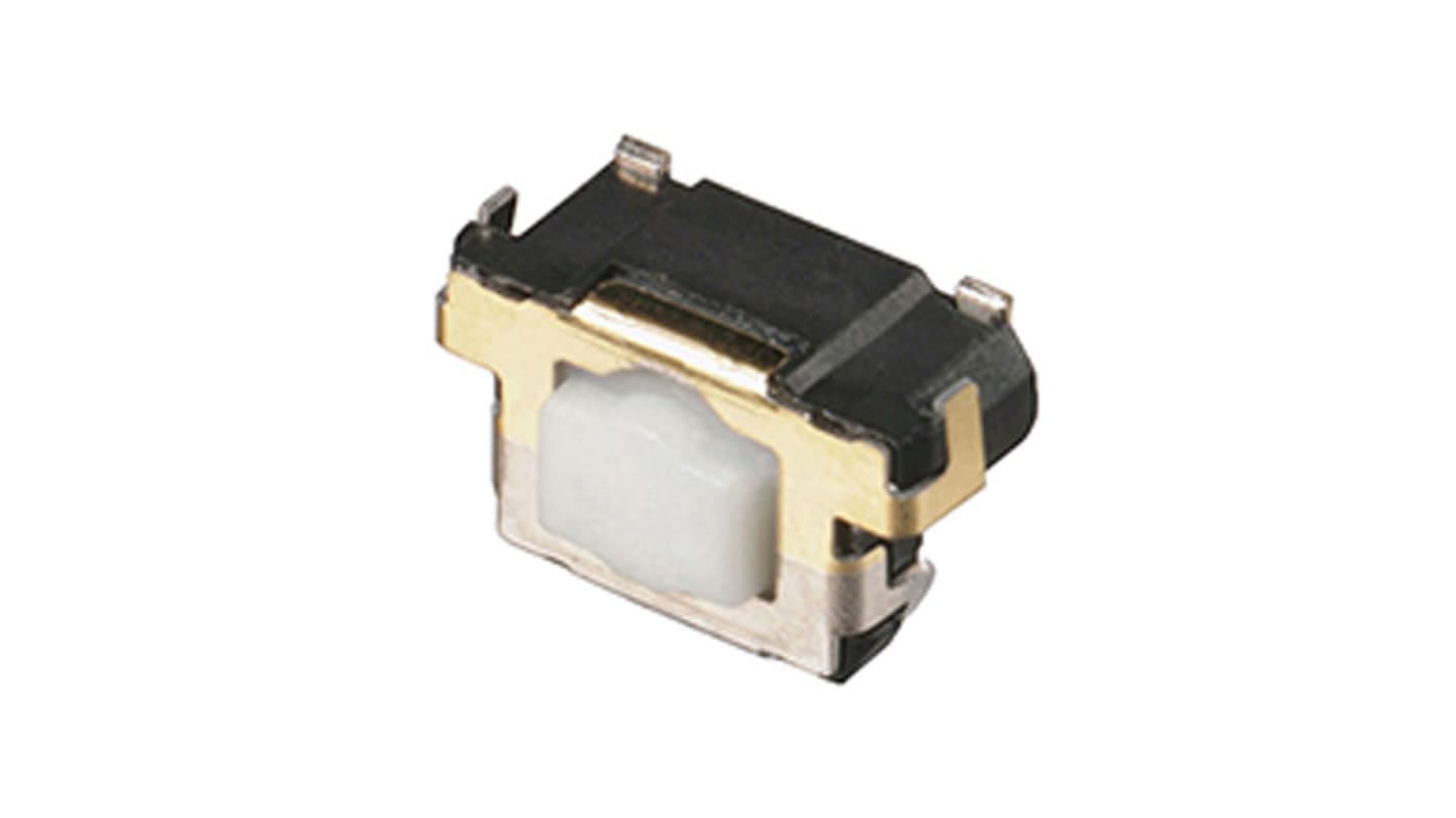 Natural Push Plate Tactile Switch, SPST 20 mA @ 15 V dc 2.6mm Edge Mount