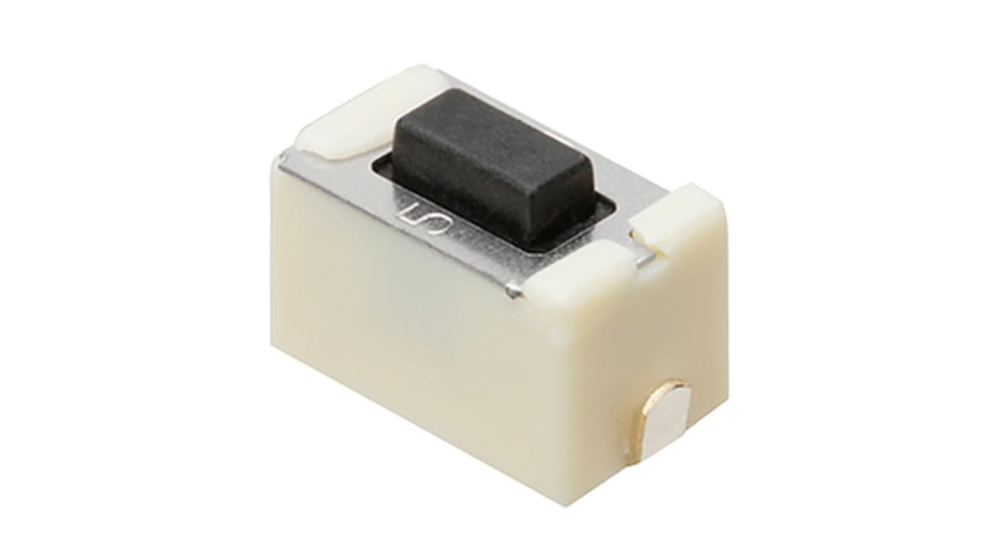 Black Push Plate Tactile Switch, SPST 20 mA @ 15 V dc 3mm Surface Mount