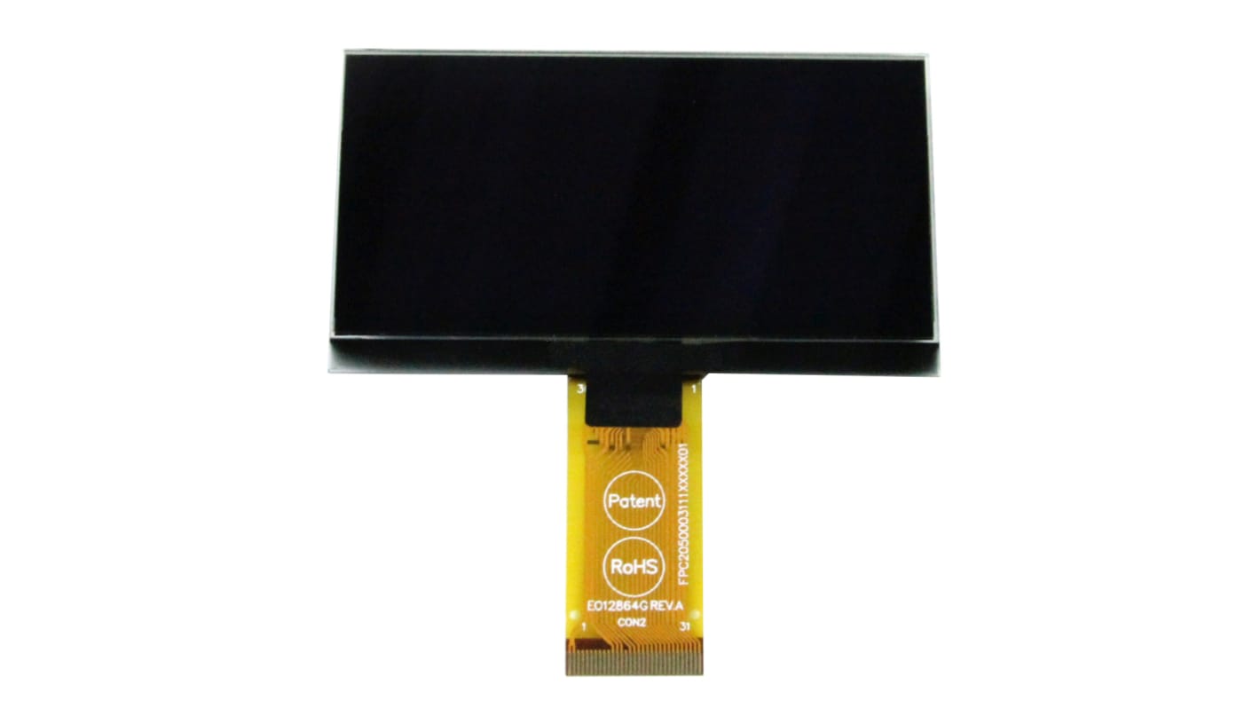 Pantalla OLED pasiva Raystar de 2.7plg, res. 128 x 64pixels, Verde, interfaz SPI