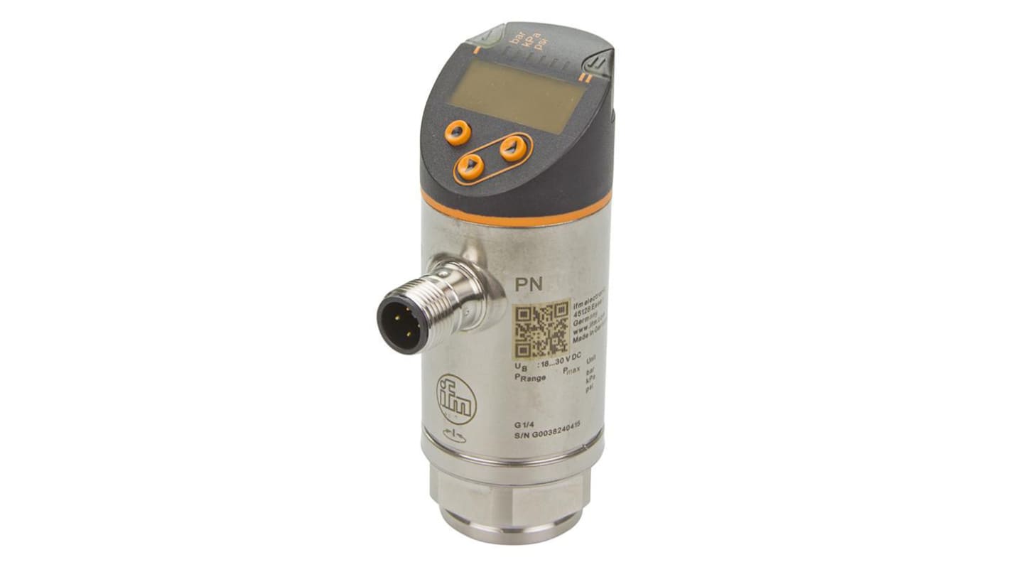 ifm electronic Pressure Sensor, 0bar Min, 25bar Max, 2x PNP/NPN-NO/NC Output, Relative Reading