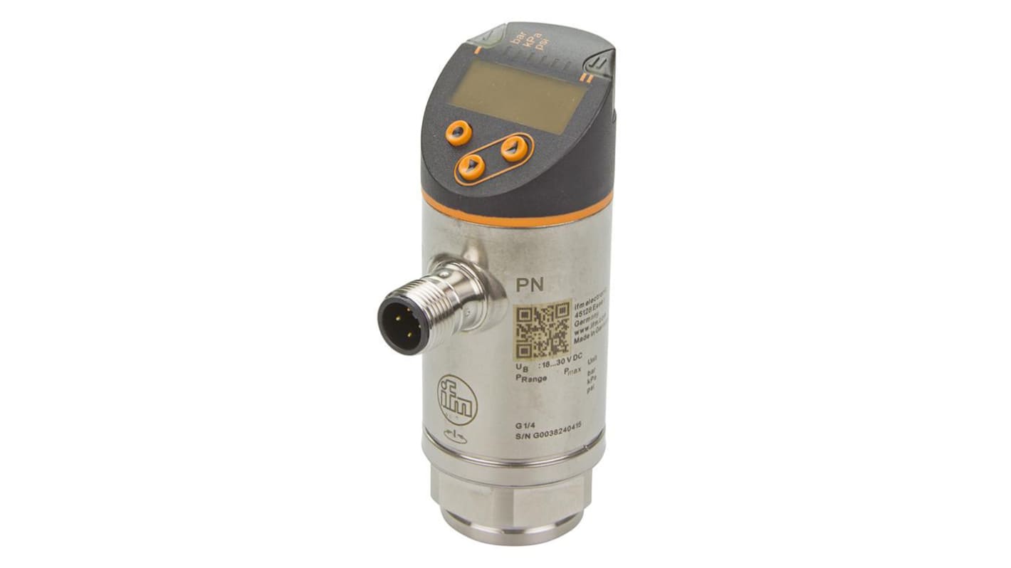 ifm electronic Pressure Sensor, -1bar Min, 0bar Max, Analogue + PNP-NO/NC Programmable Output, Relative Reading