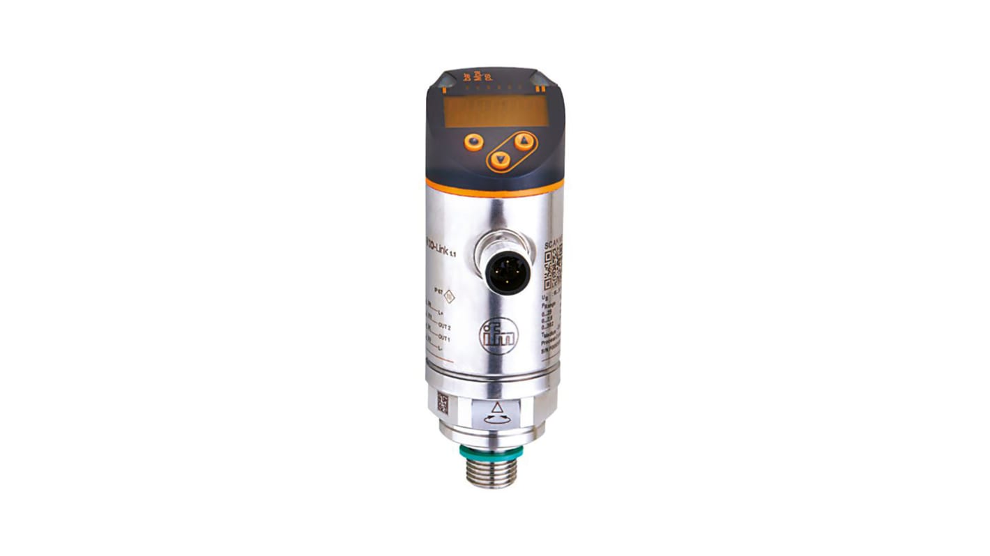 Sensor de presión manométrica ifm electronic, 0bar → 400bar, G1/4, 18 → 30 V dc, salida analógica + PNP-NO/NC