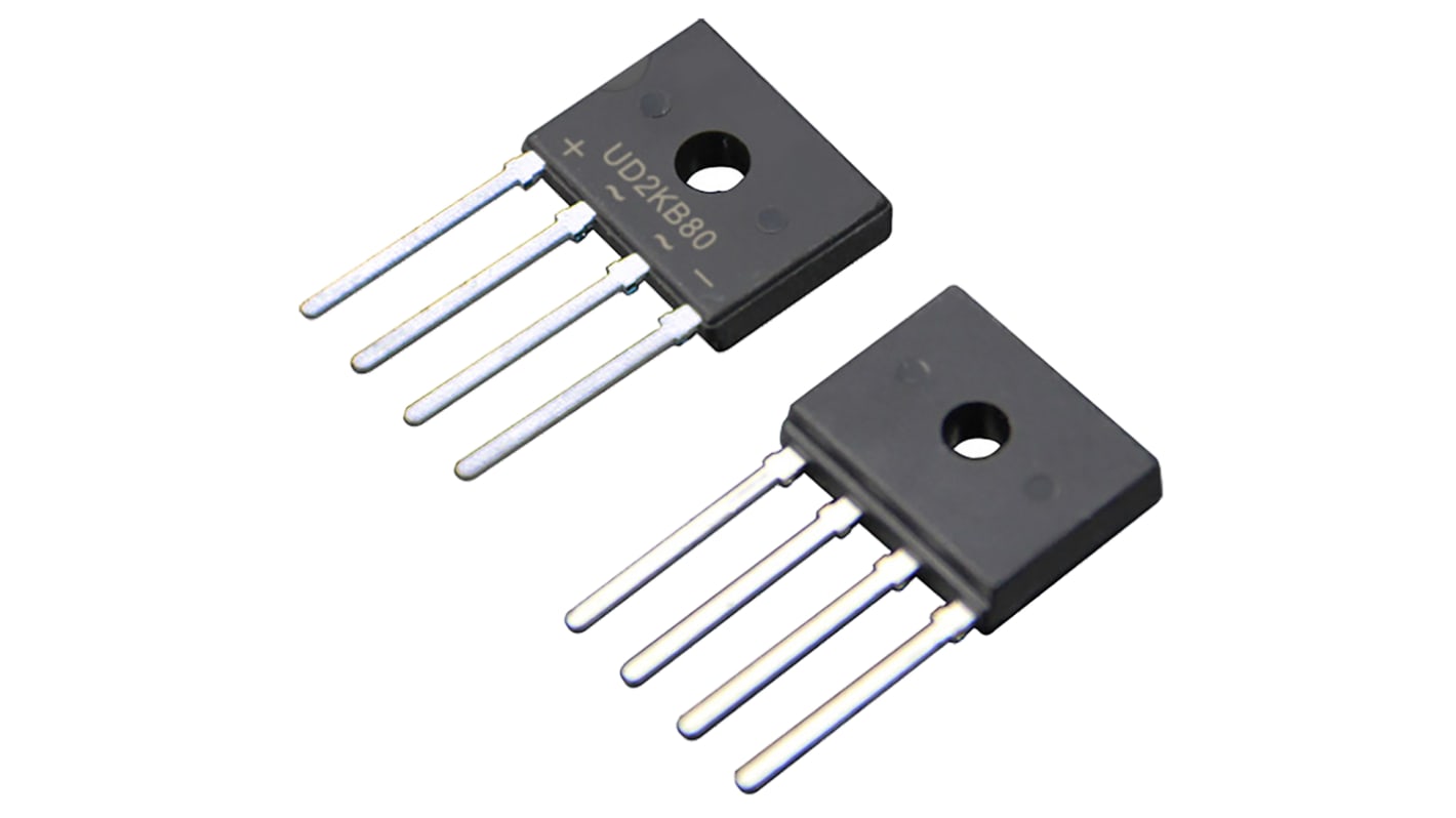 新電元工業 整流用 ブリッジダイオード 単相 2A, 800V, 13.8 x 3.1 x 10.8mm, UD2KB80