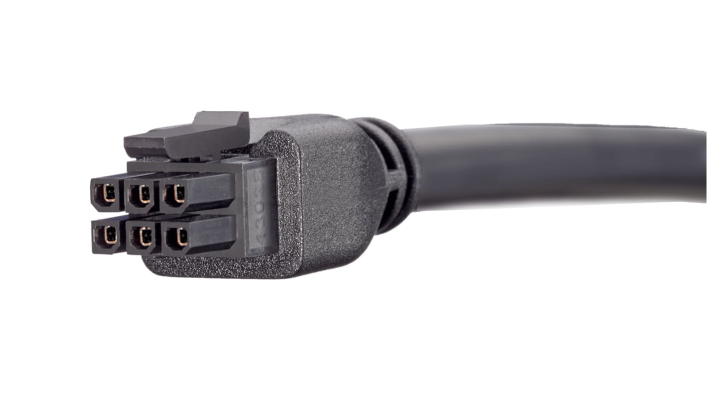 Conjunto de cables Molex Micro-Fit 3.0 245132, long. 500mm, Con A: Hembra, 6 vías, Con B: Hembra, 6 vías, paso 3mm