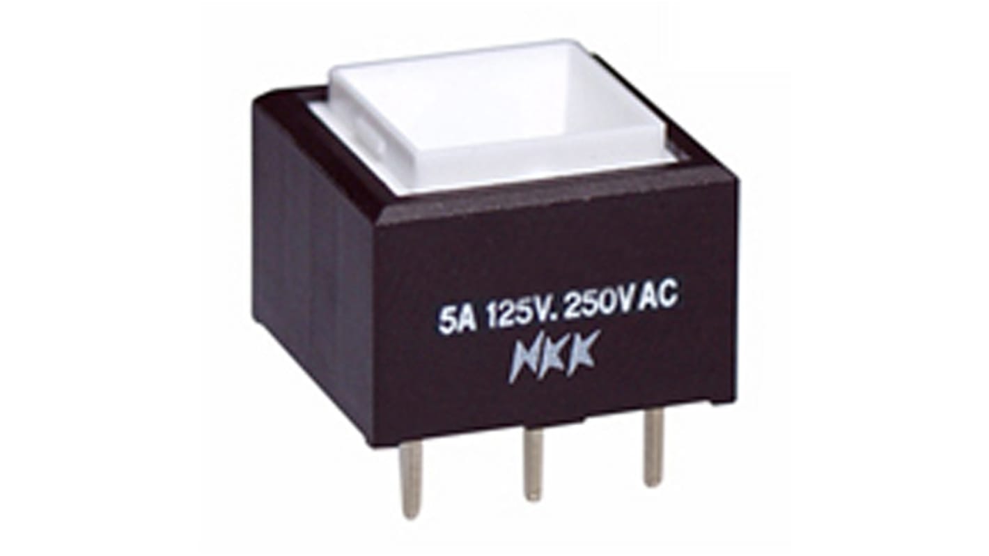 NKK Switches Push Button Switch, Momentary, PCB, SPDT, 30 V dc, 125V ac