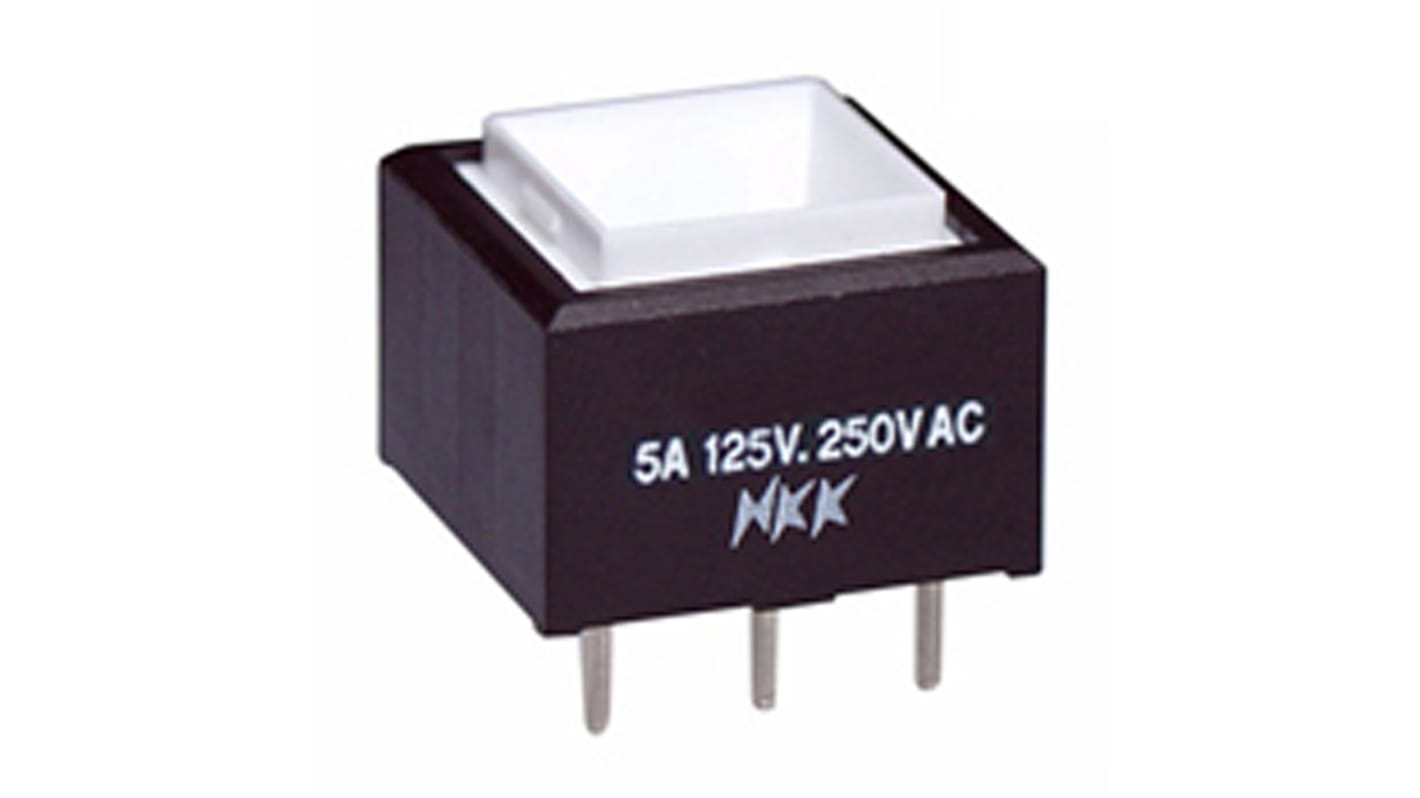 NKK Switches Push Button Switch, Latching, PCB, SPDT, 30 V dc, 125V ac