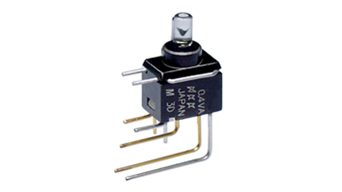 NKK Switches Illuminated Push Button Switch, Momentary, PCB, Vertical, SPDT, Green LED, 28V ac/dc