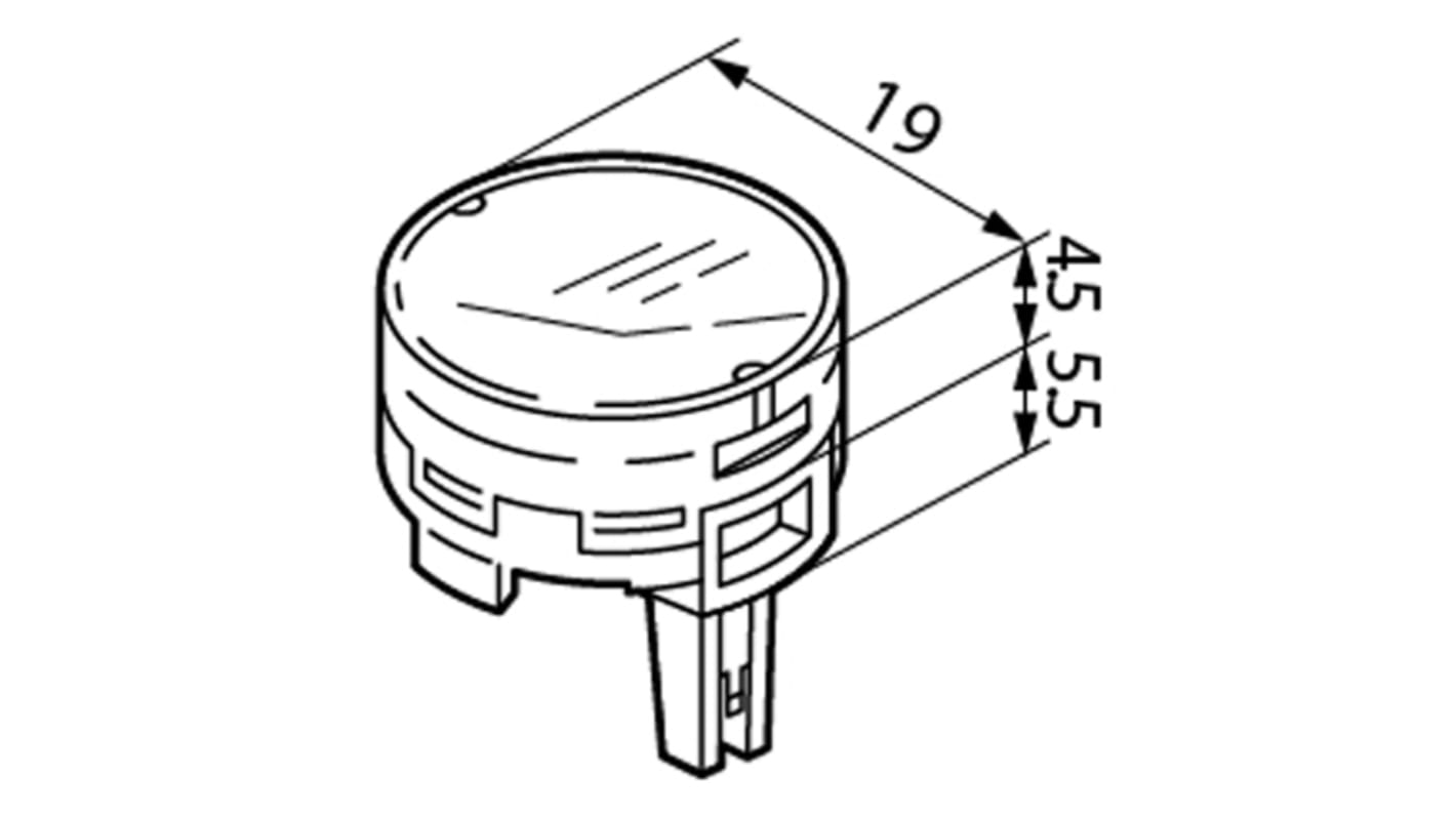 NKK Switches Clear, Green Push Button Cap for Use with LB Series, 19 (Dia.) x 10mm