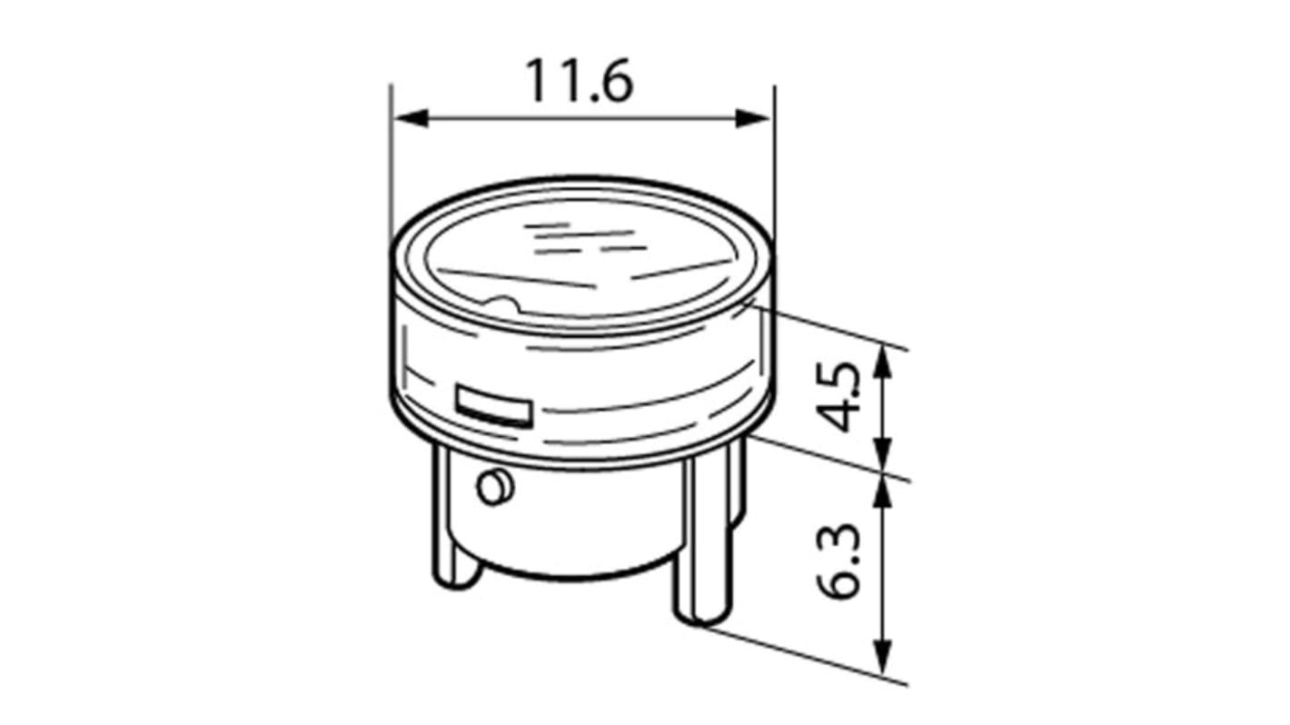 NKK Switches Clear, Green Push Button Cap for Use with KB Series, 11.6 (Dia.) x 4.5mm