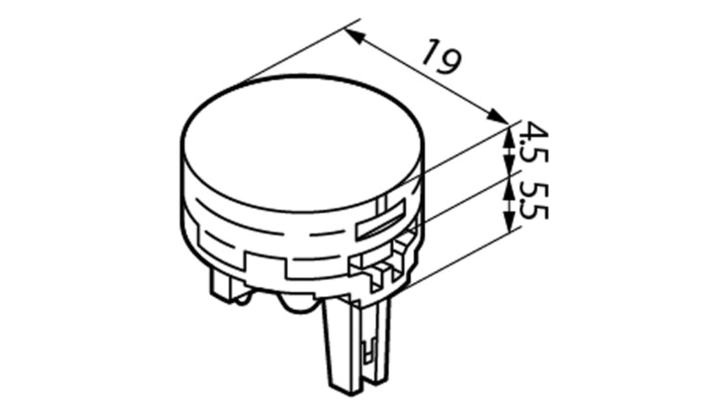 NKK Switches Black Push Button Cap for Use with LB Series, 19 (Dia.) x 10mm