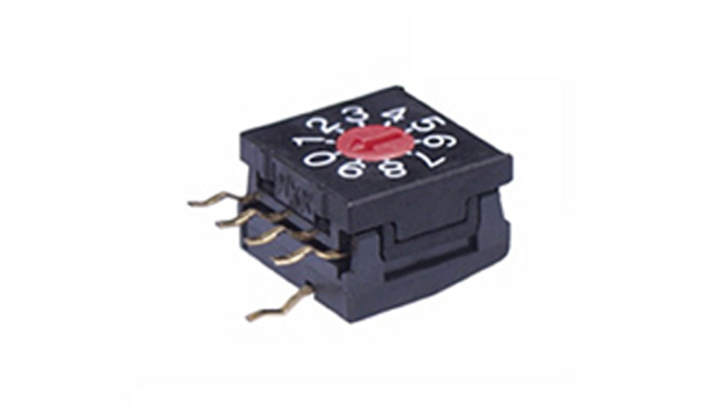 NKK Switches, 10 Position, BCD Rotary Switch, 100 mA, Solder