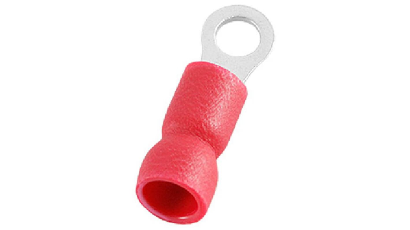 RS PRO Ringkabelschuh, Isoliert, Vinyl, Rot, aussen ø 5.5mm, innen ø 3.2mm, max. 1.5mm², M3.2 (#4)