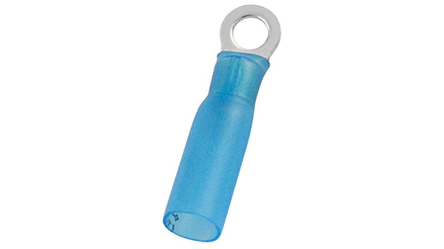 RS PRO Insulated Ring Terminal, M3.7 (#6) Stud Size, 1.5mm² to 2.5mm² Wire Size, Blue