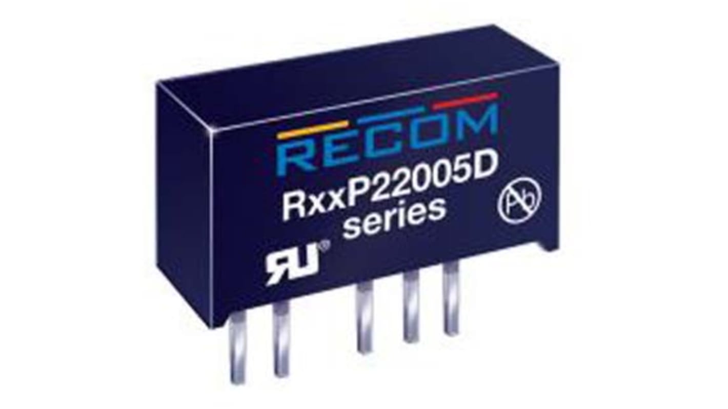 Convertisseur DC-DC Recom, R12P, Montage traversant, 2W, 2 sorties, -5 V dc, 20V c.c., -200mA