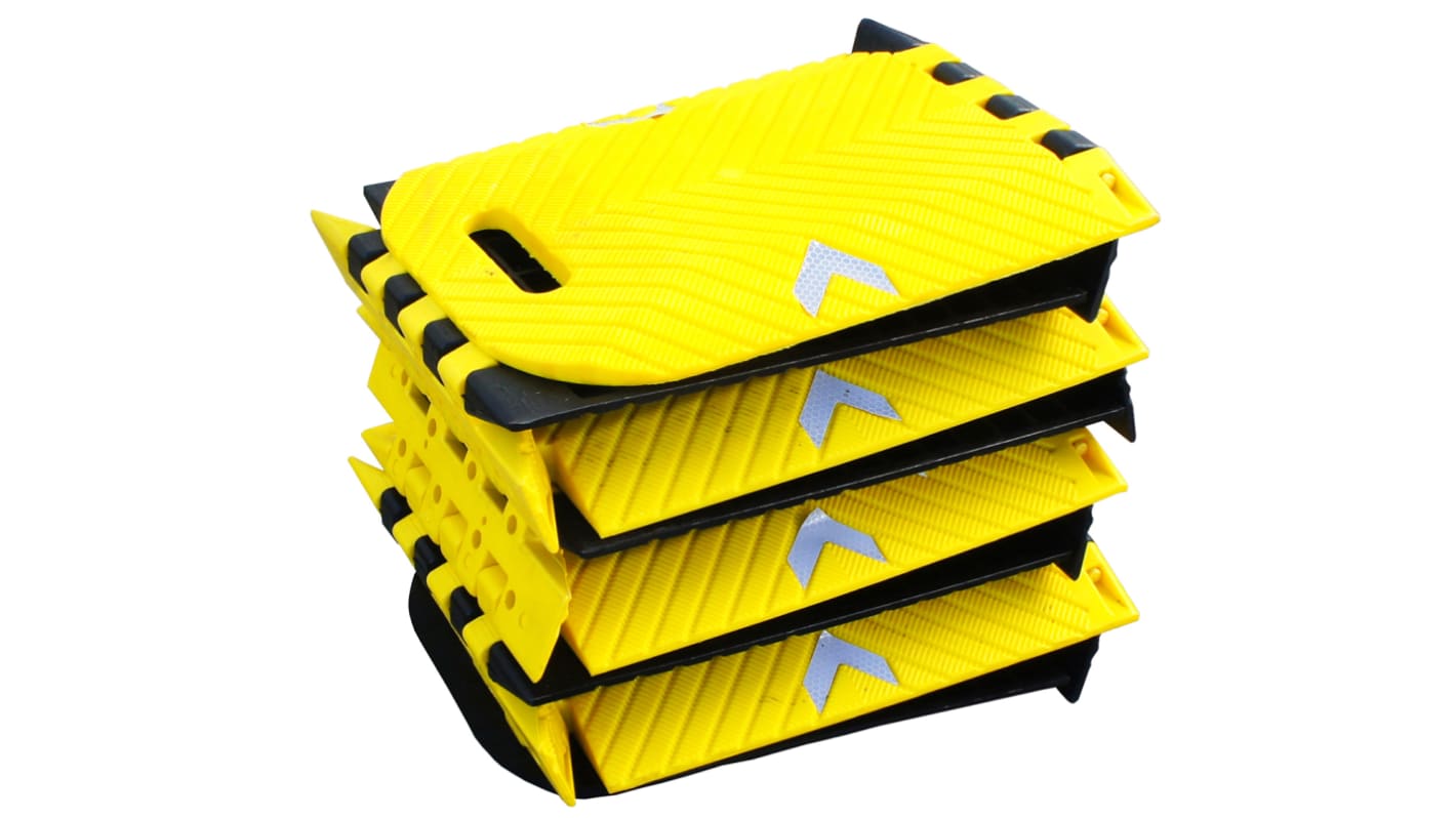 RS PRO High Visibility Polyurethane Folding Speed Bump, 2.8m x 250 mm x ...