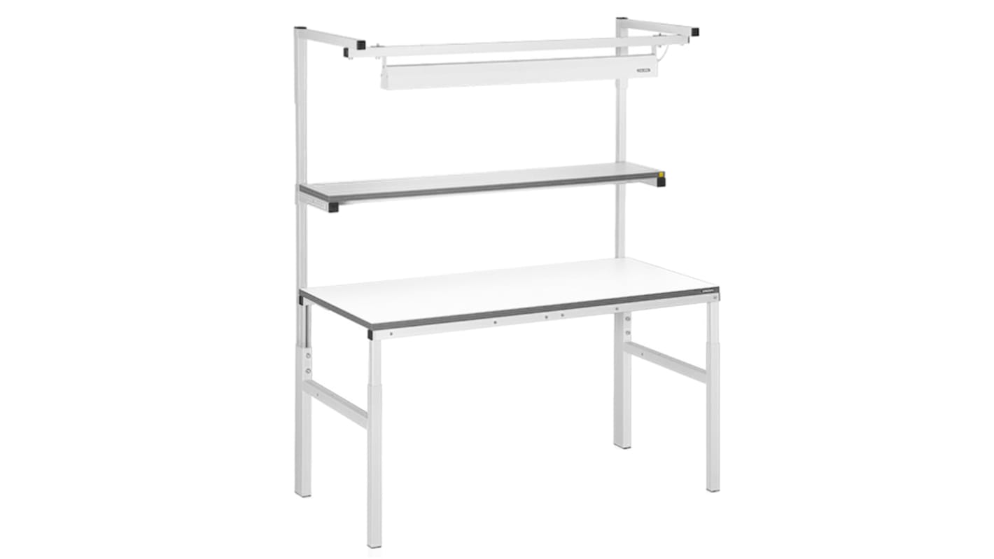 RS PRO Steel Workbench, 300kg Max Load, Adjustable Height, 650 → 900 mm, 1080 → 1550 mm x 1500mm