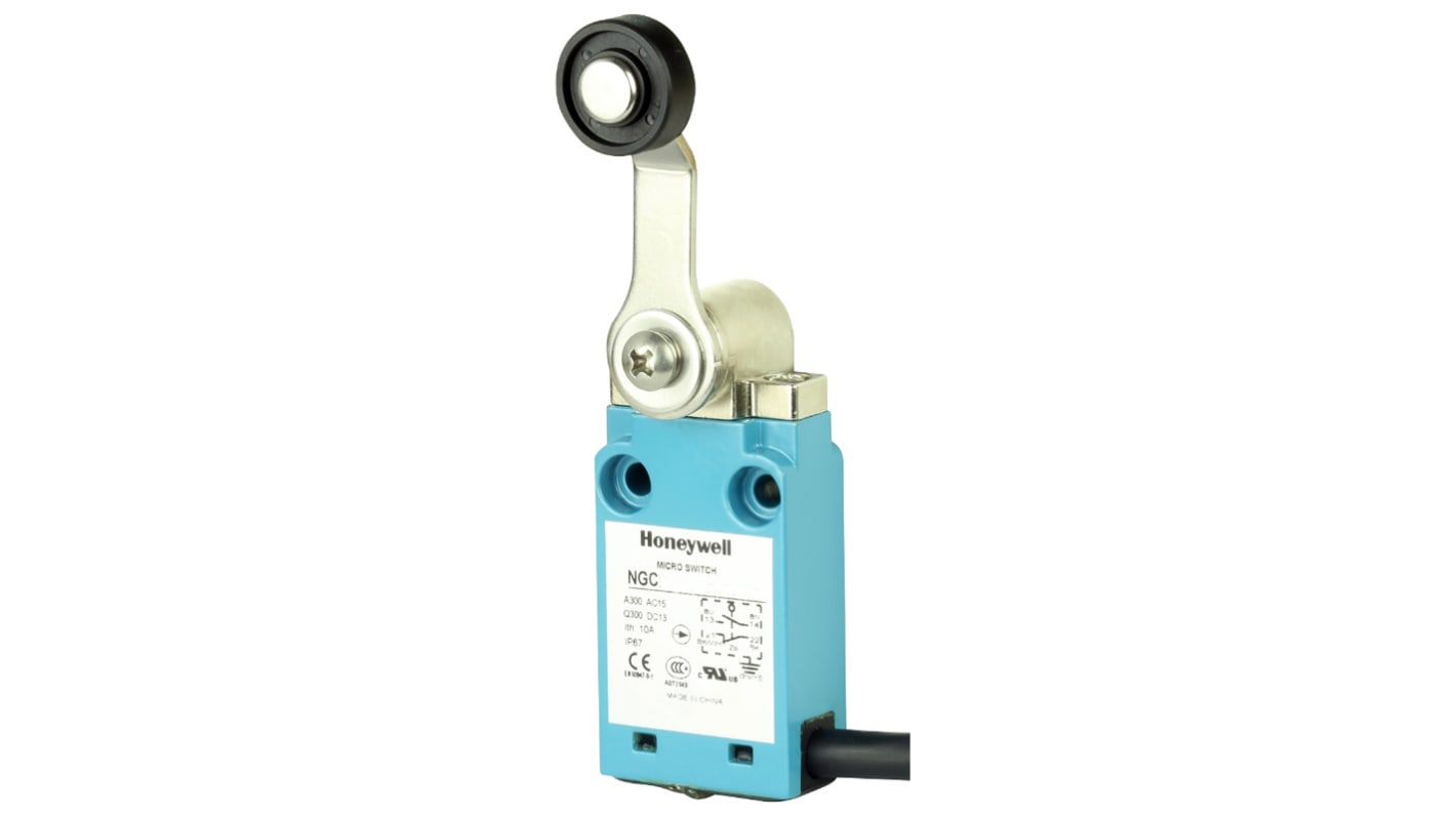 Honeywell NGC Series Roller Lever Limit Switch, NO/NC, IP67, SPDT, Metal Housing, 240V ac Max, 120 V ac 6 A, 125 V dc