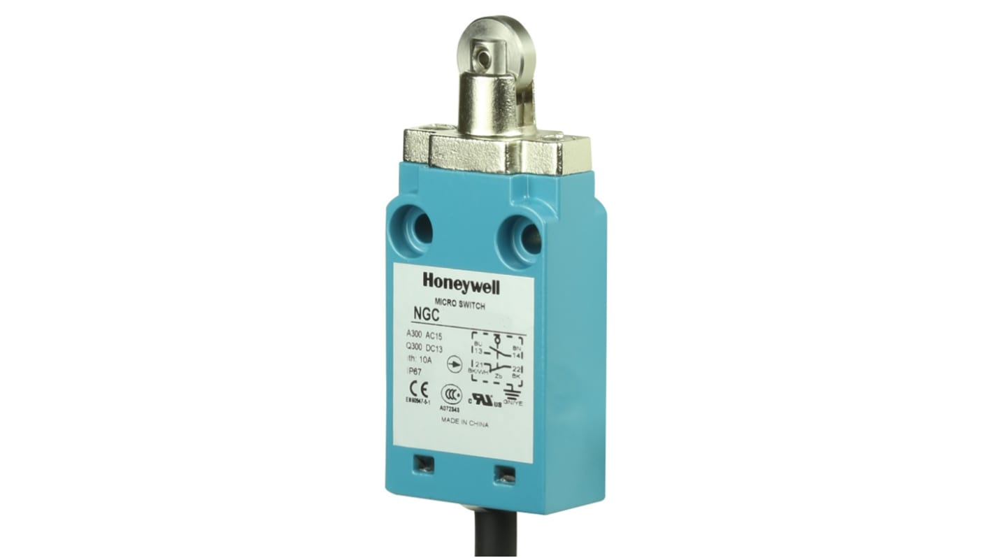 Honeywell NGC Series Roller Plunger Limit Switch, NO/NC, IP67, SPDT, Metal Housing, 240V ac Max, 120 V ac 6 A, 125 V dc