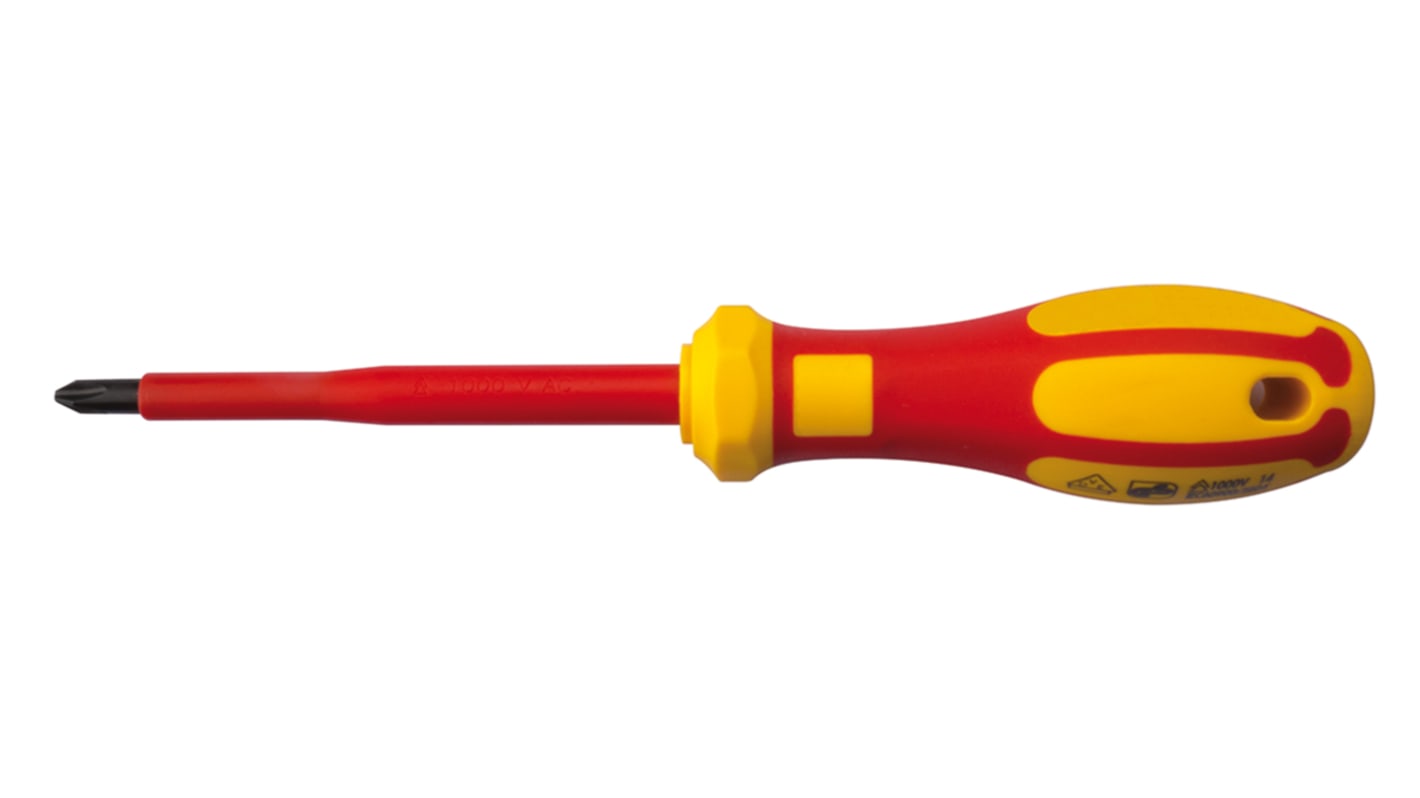 RS PRO Phillips Insulated Screwdriver, PH2 Tip, 100 mm Blade, VDE/1000V, 210 mm Overall