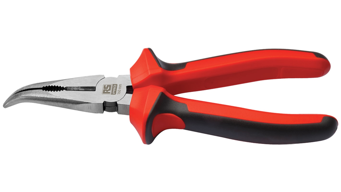 RS PRO Long Nose Pliers, 200 mm Overall, Straight Tip, 67mm Jaw