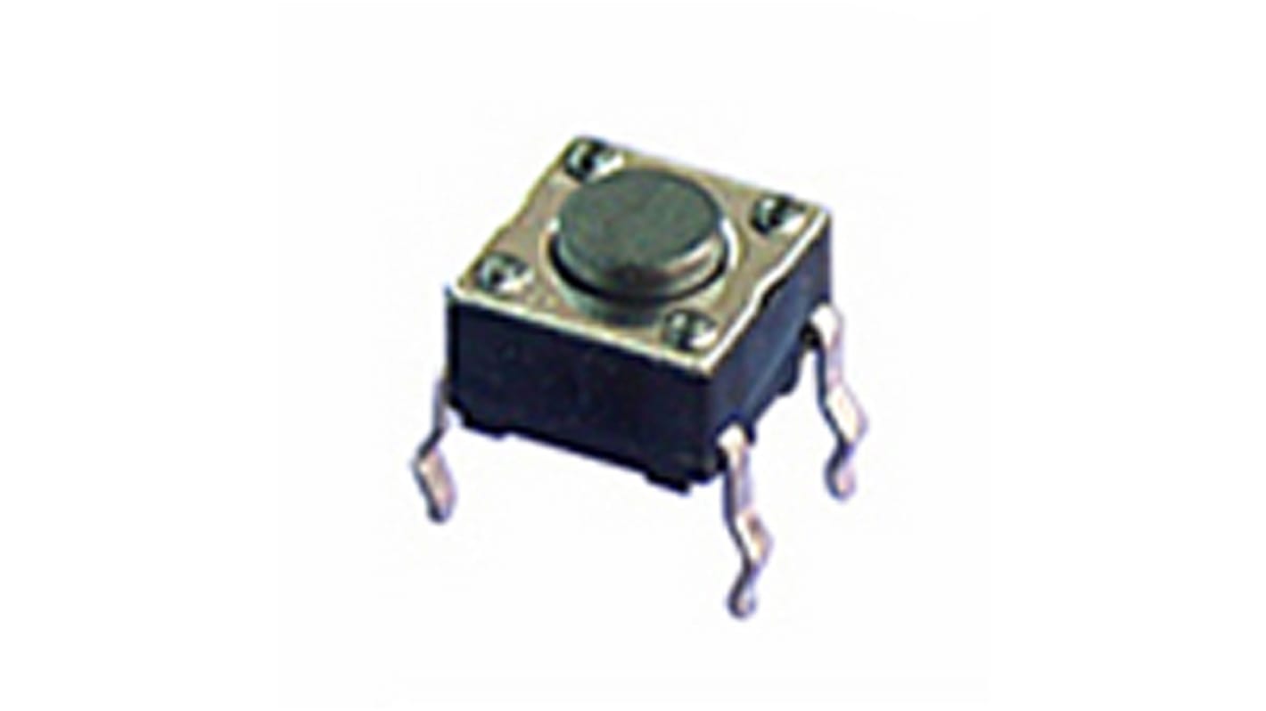 Black Flat Button Tactile Switch, SPST 125 mA 0.8mm Through Hole