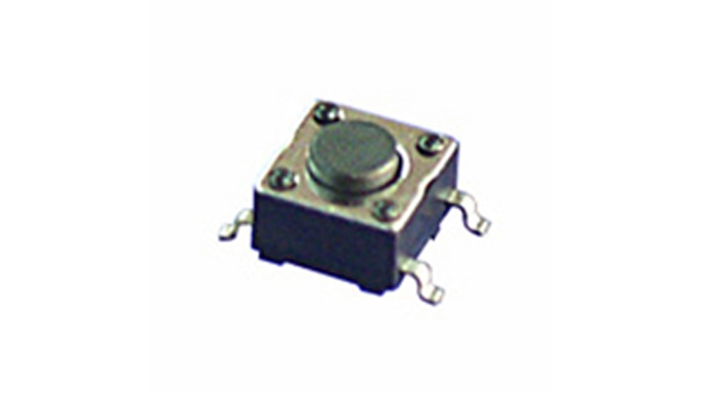 Black Flat Button Tactile Switch, SPST 125 mA 0.8mm Surface Mount