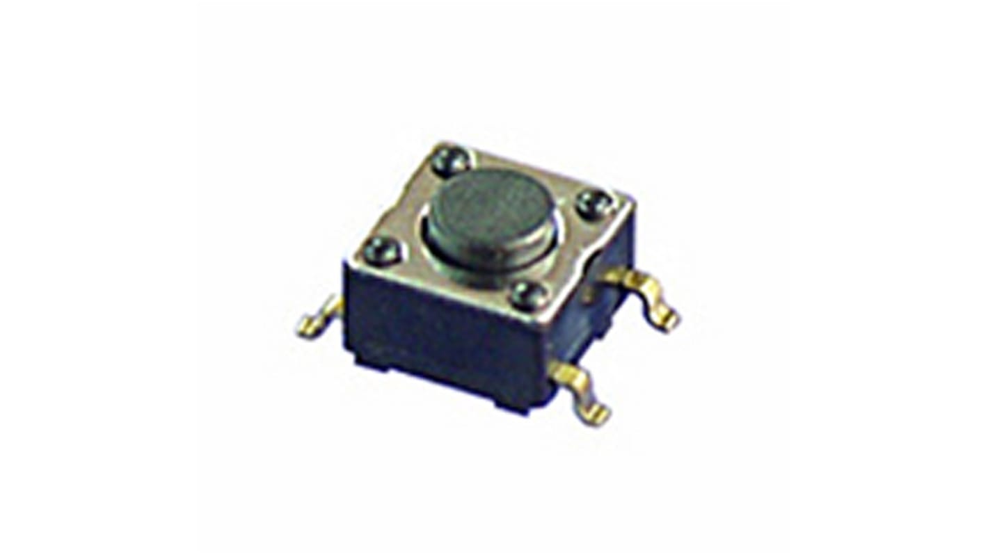 Black Flat Button Tactile Switch, SPST 100 mA 0.8mm Surface Mount