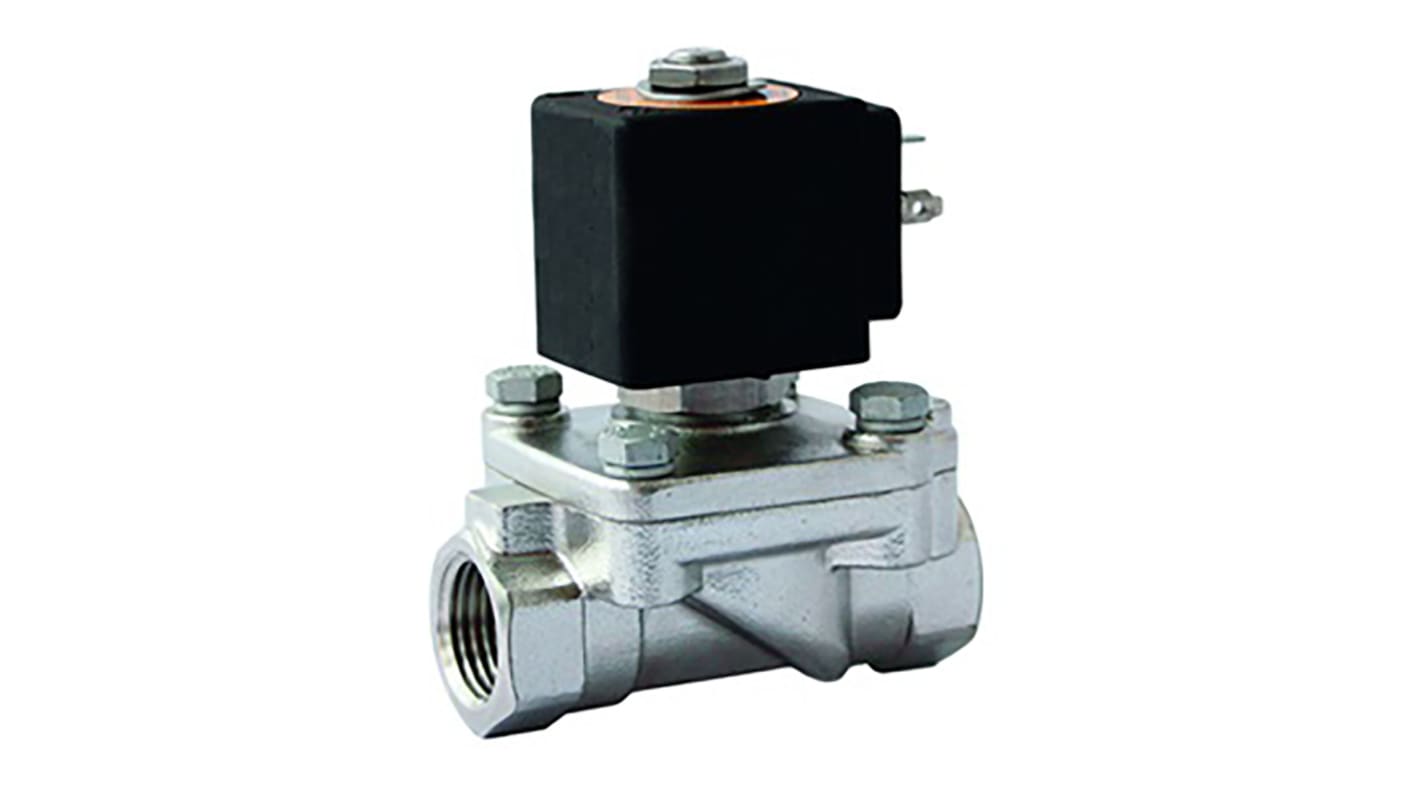 Válvula de solenoide Parker de 2 puertos, BSP 3/8", Solenoide, NC de 230 V ac