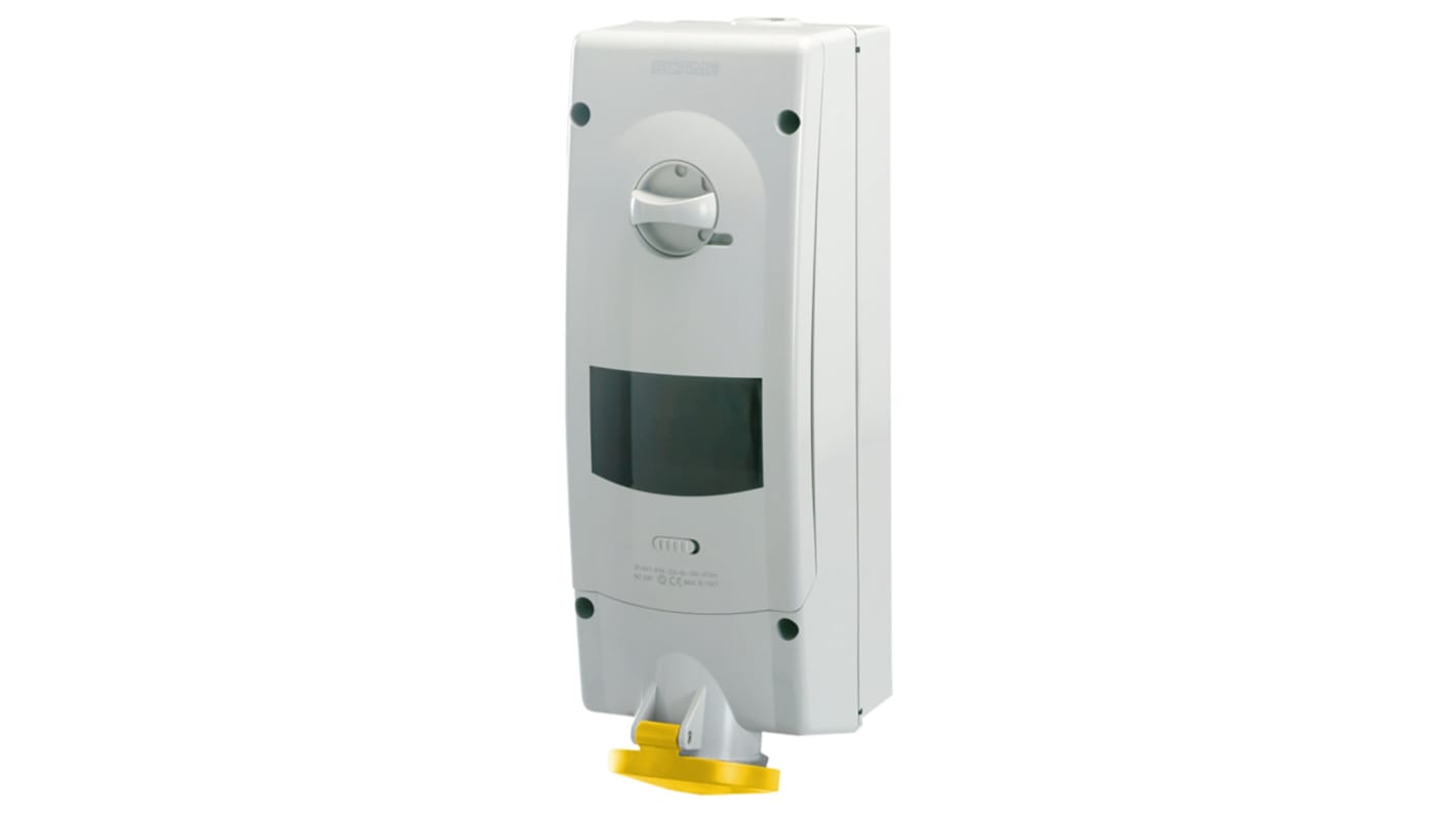 Scame Switchable IP44 Industrial Interlock Socket 2P+E, Earthing Position 4h, 32A, 110 V