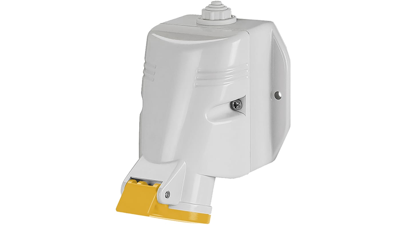 Scame IP44 Yellow Wall Mount 2P + E Industrial Power Socket, Rated At 32A, 110 V