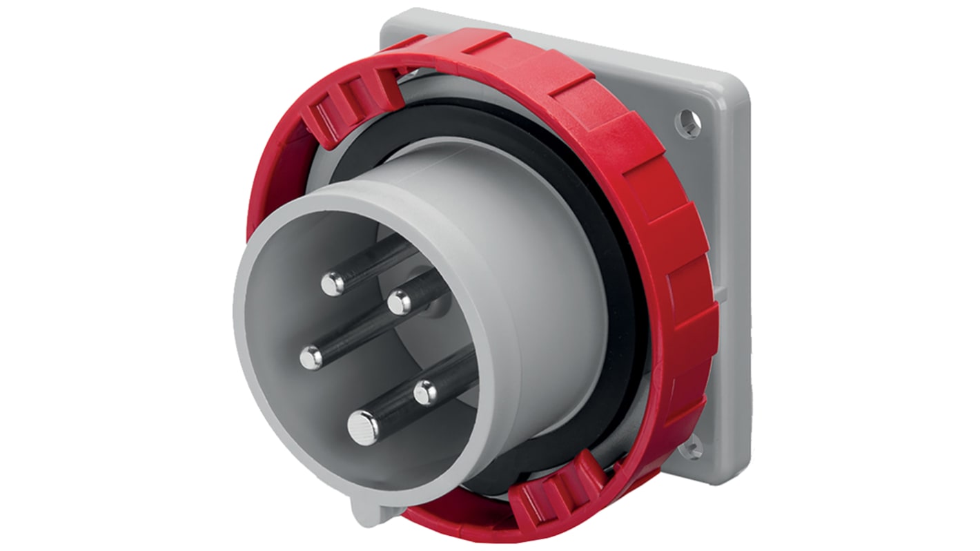 Scame IP67 Red Panel Mount 3P + N + E Industrial Power Plug, Rated At 16A, 415 V