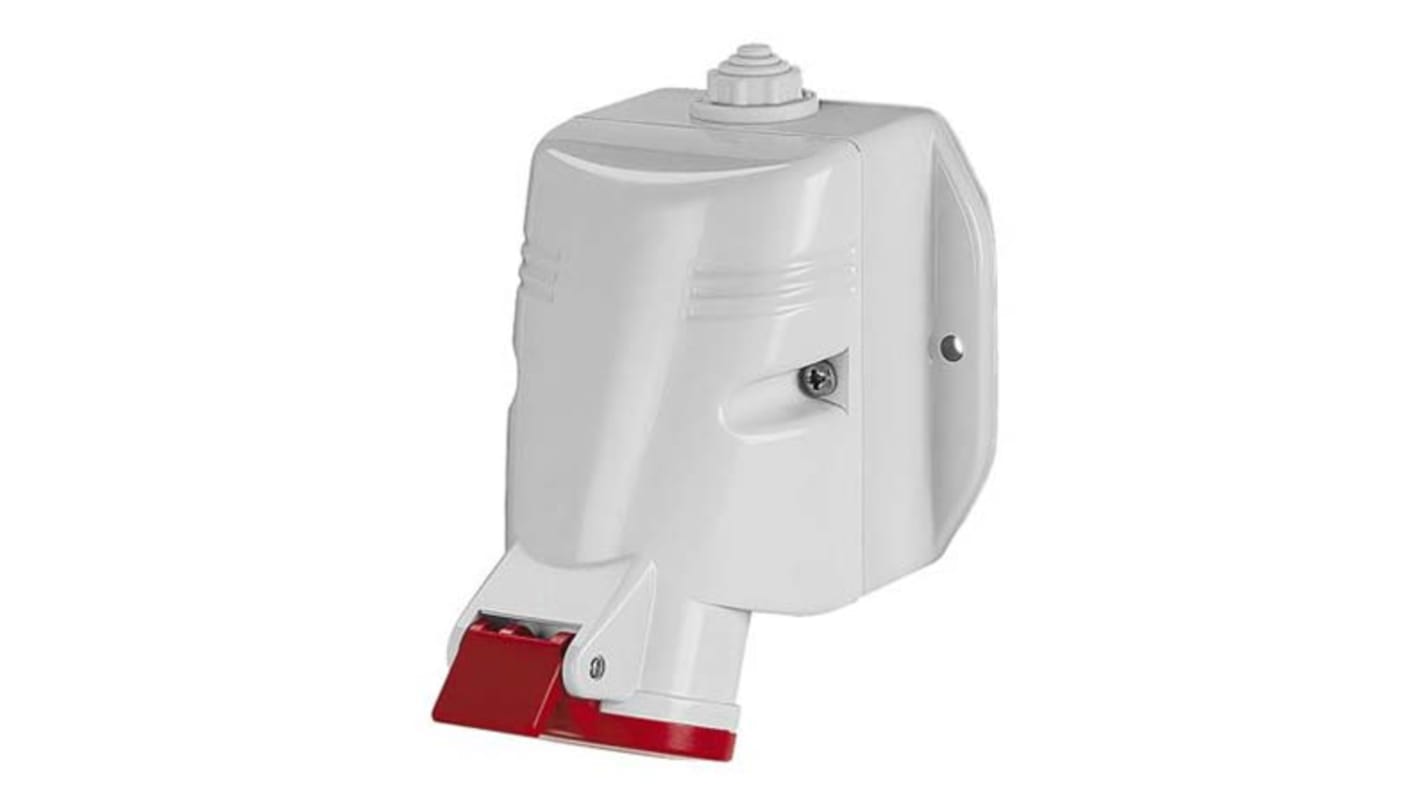 Scame IP67 Red Wall Mount 3P + E Industrial Power Socket, Rated At 64A, 415 V