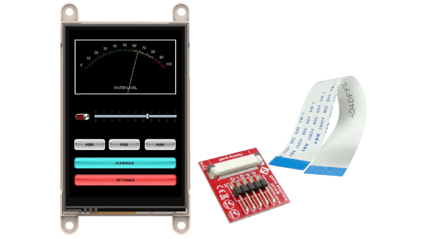 Display LCD color TFT táctil capacitivo 4D Systems gen4 de 3.5plg, 320 x 480pixels, alim. 4 → 5,5 V, interfaz En